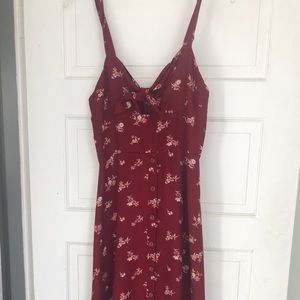 Burgundy with white floral pattern dress
